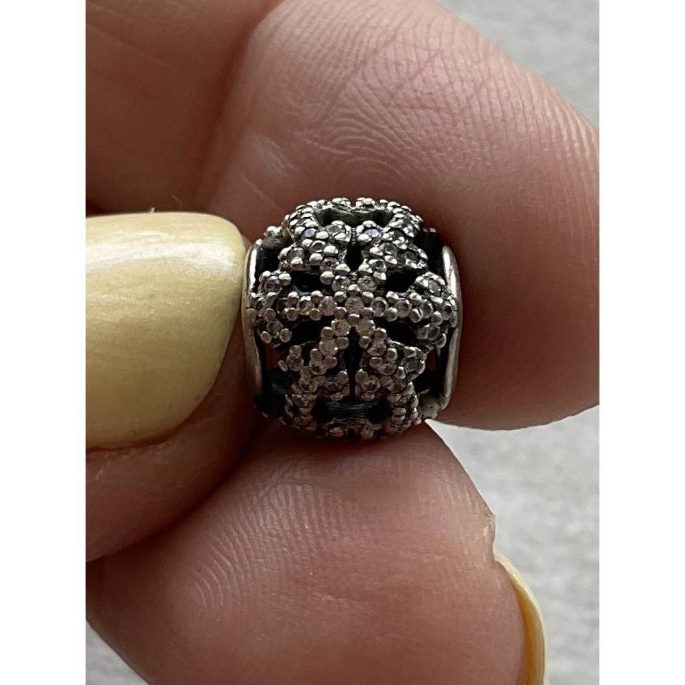 retired Pandora Black Friday 2013 "Let It Snow" Snowflake Charm Sterling Silver